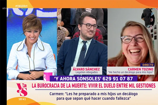 Legalion Abogados en Y AHora Sonsoles, resolviendo dudas sobre la burocracia tras el fallecimiento de un familiar